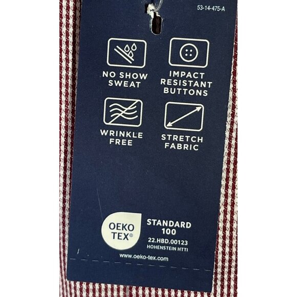 Stafford Mens 4XL Shirt Burgundy Micro Ginghams 55% Cotton 43% Polyester - Picture 8 of 13